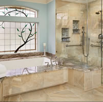 Bathroom with glass shower 